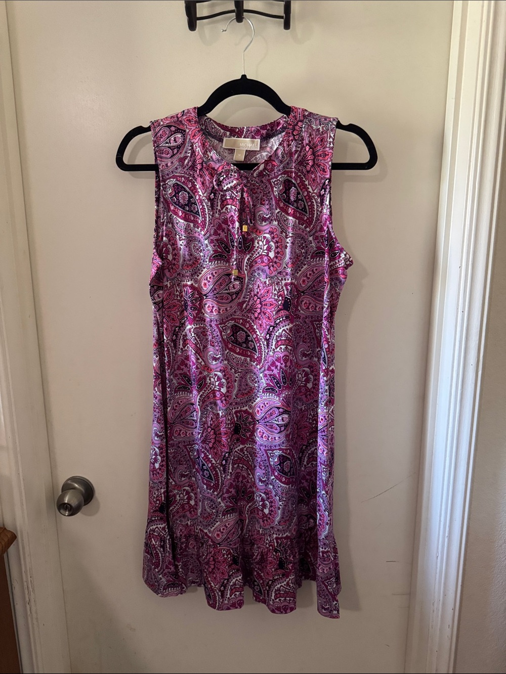 Michael Kors Sleeveless Paisley Shift Dress in Pink